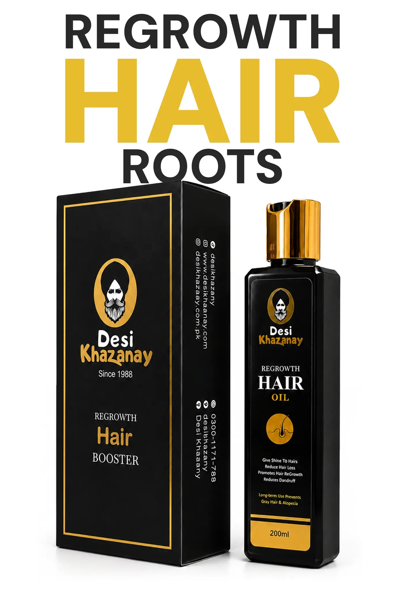 Best Hair Oil in Pakistan – Desi Khazanay Regrowth Hair Oil